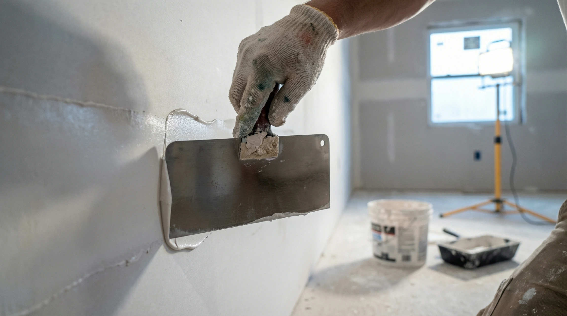 Les ouvriers assemblent, installent des cloisons sèches dans une nouvelle maison, exposent le bâtiment et développent l'intérieur